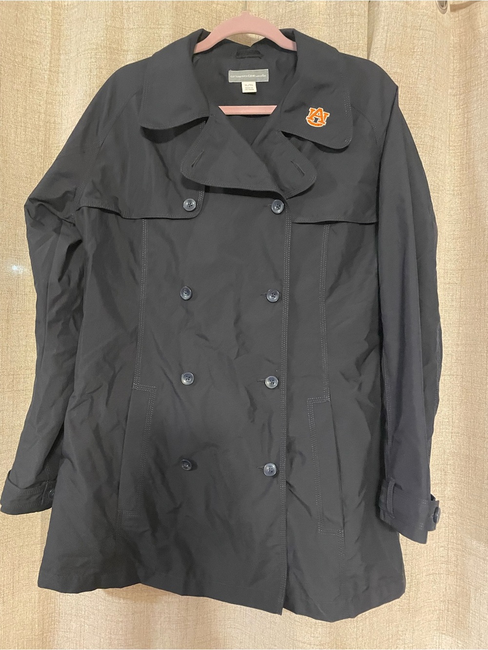 Auburn Embroidered Navy Women's Trench Coat